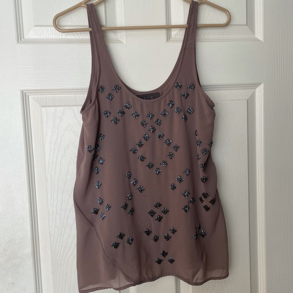 PJK Patterson J. Kincaid beaded embellished tank blouse XS